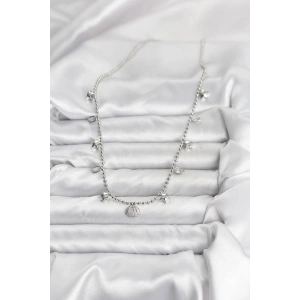 HarmonyAura Pirinç Gümüş Renk Zirkon Taşlı Deniz Kabuğu Model Kadın Kolye