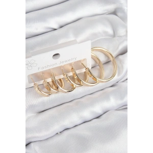 HarmonyAura Pirinç Halka Model Gold Renk Kadın Set Küpe