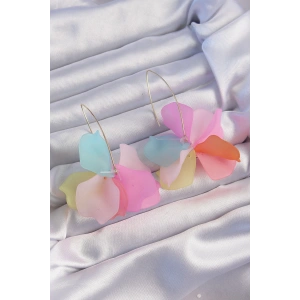 HarmonyAura Pirinç Karışık Renkli Flora Küpe