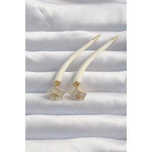 HarmonyAura Pirinç Krem Renk Botega Küpe