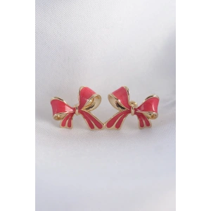 HarmonyAura Pirinç Pembe Renk Fiyonk Küpe