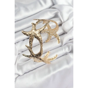 HarmonyAura Pirinç Sıralı Deniz Yıldızı Model Gold Renk Kadın Pazu Bileklik