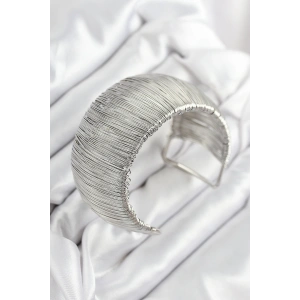 HarmonyAura Pirinç Tel Sarma Model Gümüş Renk Kadın Bileklilk