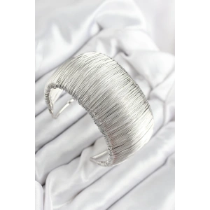 HarmonyAura Pirinç Tel Sarma Model Gümüş Renk Kadın Bileklilk