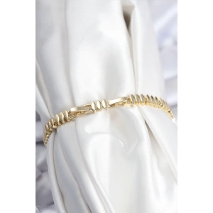 HarmonyAura Pirinç VIP Seri Gold Renk Zirkon Taşlı Arpa Model Kadın Bileklik