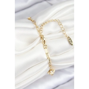 HarmonyAura Pirinç Zirkon Taşlı Deniz Kabuğu Model Gold Renk Kadın Bileklik