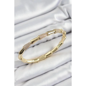 HarmonyAura Pirinç Zirkon Taşlı Kemik Model Gold Renk Vip Kadın Bileklik