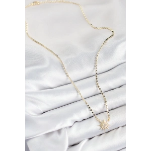 HarmonyAura Pirinç Zirkon Taşlı Kutup Yıldızı Model Ezme Zincir Gold Renk Kadın Kolye