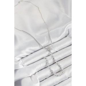 HarmonyAura Pirinç Zirkon Taşlı Kutup Yıldızı Model Gold Renk Y Kolye