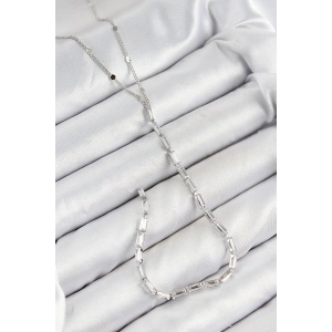 HarmonyAura Pirinç Zirkon Taşlı Model Gümüş Renk Y Kolye