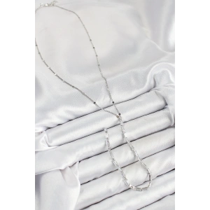 HarmonyAura Pirinç Zirkon Taşlı Model Gümüş Renk Y Kolye