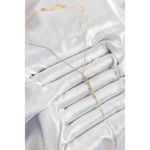HarmonyAura Pirinç Zirkon Taşlı Sıralı Yıldız Figürlü Y Model Gold Renk Kadın Kolye