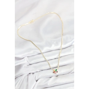 HarmonyAura Pirinç Zirkon Taşlı Su Yolu Asorti Çiçek Model Gold Renk Kadın Kolye