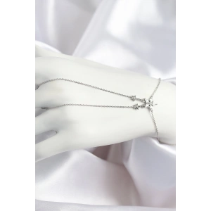 HarmonyAura Pirinç Zirkon Taşlı Yıldız Model Gümüş Renk Şahmeran