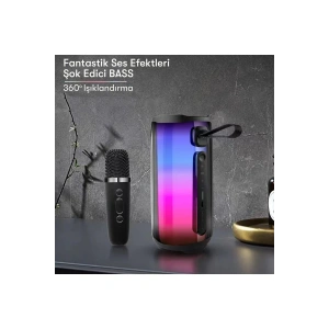 HarmonyAura  Pluse 5 Mikrofonlu Rgb Kablosuz Hoparlör - Siyah