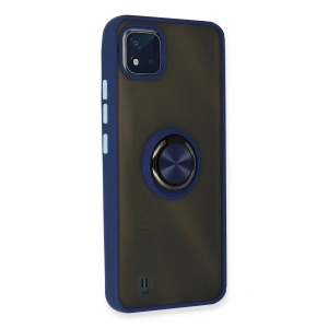 HarmonyAura  Realme C11 2021 Kılıf Montreal Yüzüklü Silikon Kapak - Lacivert