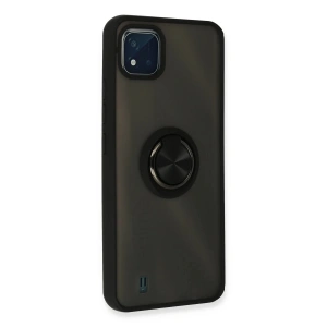 HarmonyAura  Realme C11 2021 Kılıf Montreal Yüzüklü Silikon Kapak - Siyah