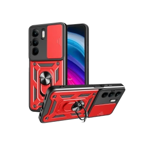 HarmonyAura Realme C75 4G Kılıf Pars Lens Yüzüklü Silikon - Kırmızı