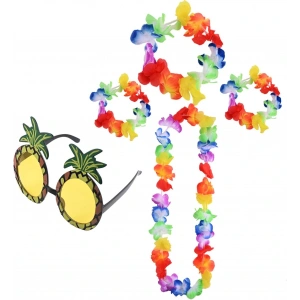 HarmonyAura Renkli Ananas Gözlük, Taç, Kolye ve Bileklik Seti