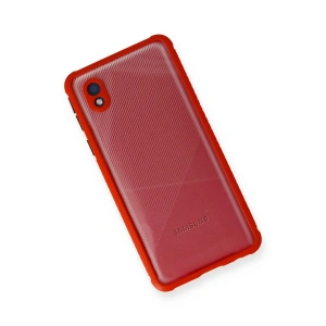 HarmonyAura  Samsung Galaxy A01 Core Kılıf Miami Şeffaf Silikon - Kırmızı