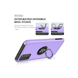 HarmonyAura  Samsung Galaxy A02s Kılıf Elit Yüzüklü Kapak - Mor