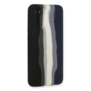 HarmonyAura  Samsung Galaxy A03s Kılıf Ebruli Lansman Silikon - Siyah-lacivert