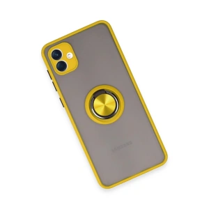 HarmonyAura  Samsung Galaxy A04 Kılıf Montreal Yüzüklü Silikon Kapak - Sarı