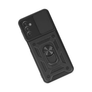 HarmonyAura  Samsung Galaxy A04s Kılıf Pars Lens Yüzüklü Silikon - Siyah