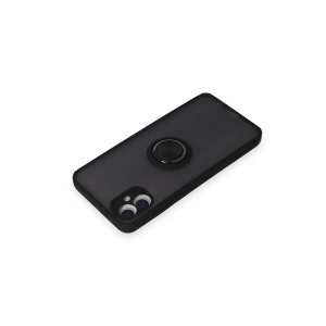 HarmonyAura  Samsung Galaxy A05 Kılıf Montreal Yüzüklü Silikon Kapak - Siyah