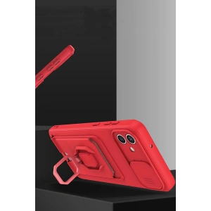 HarmonyAura  Samsung Galaxy A05 Kılıf Zuma Kartvizitli Yüzüklü Silikon - Pembe