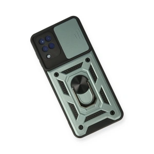 HarmonyAura  Samsung Galaxy A12 Kılıf Pars Lens Yüzüklü Silikon - Yeşil