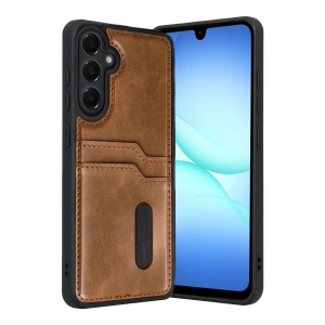 HarmonyAura Samsung Galaxy A17 5G Sara Kartvizitli Deri Kılıf - Taba