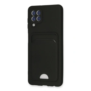 HarmonyAura  Samsung Galaxy A22 Kılıf Kelvin Kartvizitli Silikon - Siyah