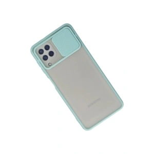 HarmonyAura  Samsung Galaxy A22 Kılıf Palm Buzlu Kamera Sürgülü Silikon - Turkuaz