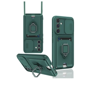 HarmonyAura  Samsung Galaxy A25 5g Kılıf Zuma Kartvizitli Yüzüklü Silikon - Yeşil