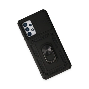 HarmonyAura  Samsung Galaxy A52 Kılıf Pars Lens Yüzüklü Silikon - Siyah