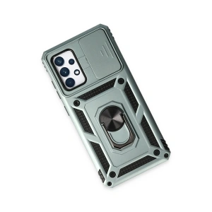 HarmonyAura  Samsung Galaxy A52 Kılıf Pars Lens Yüzüklü Silikon - Yeşil