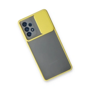 HarmonyAura  Samsung Galaxy A53 5g Kılıf Palm Buzlu Kamera Sürgülü Silikon - Sarı