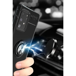 HarmonyAura  Samsung Galaxy A91 / S10 Lite Kılıf Range Yüzüklü Silikon - Mavi