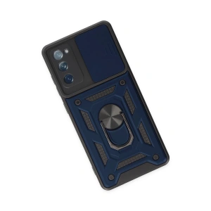 HarmonyAura  Samsung Galaxy S20 Fe Kılıf Pars Lens Yüzüklü Silikon - Lacivert