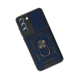 HarmonyAura  Samsung Galaxy S21 Fe Kılıf Pars Lens Yüzüklü Silikon - Lacivert