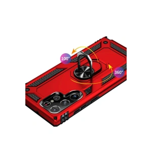 HarmonyAura  Samsung Galaxy S21 Ultra Kılıf Sofya Yüzüklü Silikon Kapak - Gümüş