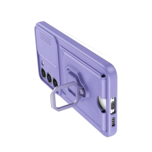 HarmonyAura  Samsung Galaxy S23 Plus Kılıf Zuma Kartvizitli Yüzüklü Silikon - Lila