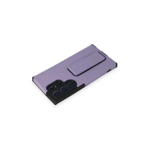 HarmonyAura  Samsung Galaxy S23 Ultra Kılıf Mega Standlı Silikon - Lila