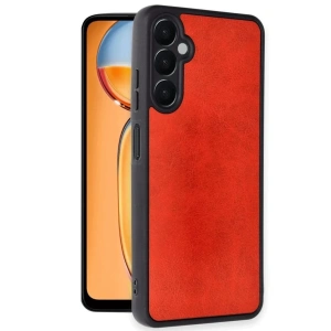 HarmonyAura  Samsung Galaxy S24 Fe Kılıf Aras Deri Kapak - Kırmızı