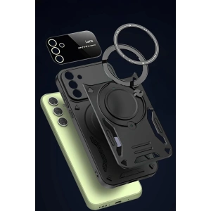 HarmonyAura  Samsung Galaxy S24 Fe Kılıf Joy Lens Standlı Kapak - Koyu Yeşil