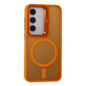 HarmonyAura Samsung Galaxy S24 Flet Lens Magsafe Kapak - Turuncu