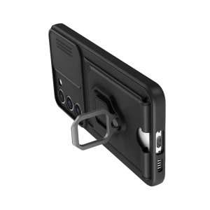 HarmonyAura  Samsung Galaxy S24 Plus Kılıf Zuma Kartvizitli Yüzüklü Silikon - Siyah