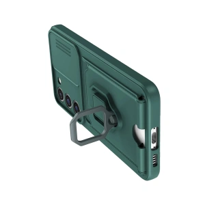 HarmonyAura  Samsung Galaxy S24 Plus Kılıf Zuma Kartvizitli Yüzüklü Silikon - Yeşil