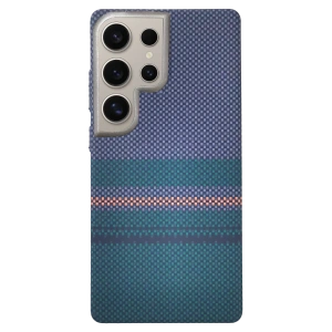 HarmonyAura Samsung Galaxy S24 Ultra Besa Magsafe Kapak - Mavi